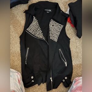 Women’s black vest with silver studs Medium